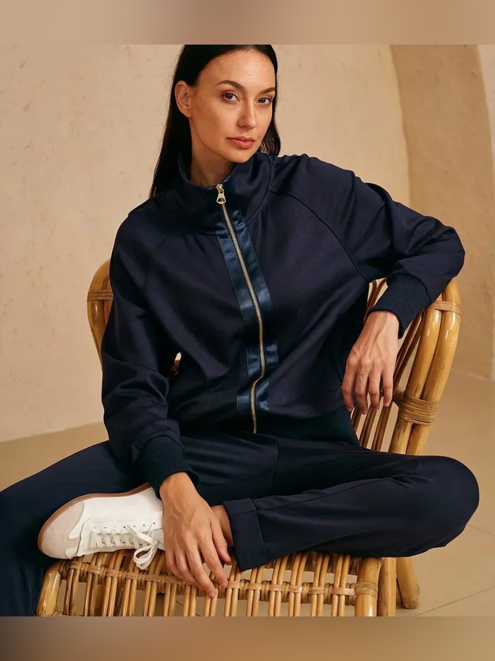 ACEGOLFS Ultrasoft Long Sleeve Trim Jacket Size Large Navy Blue